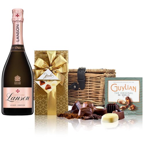 Lanson Le Rose Creation Champagne 75cl And Chocolates Hamper